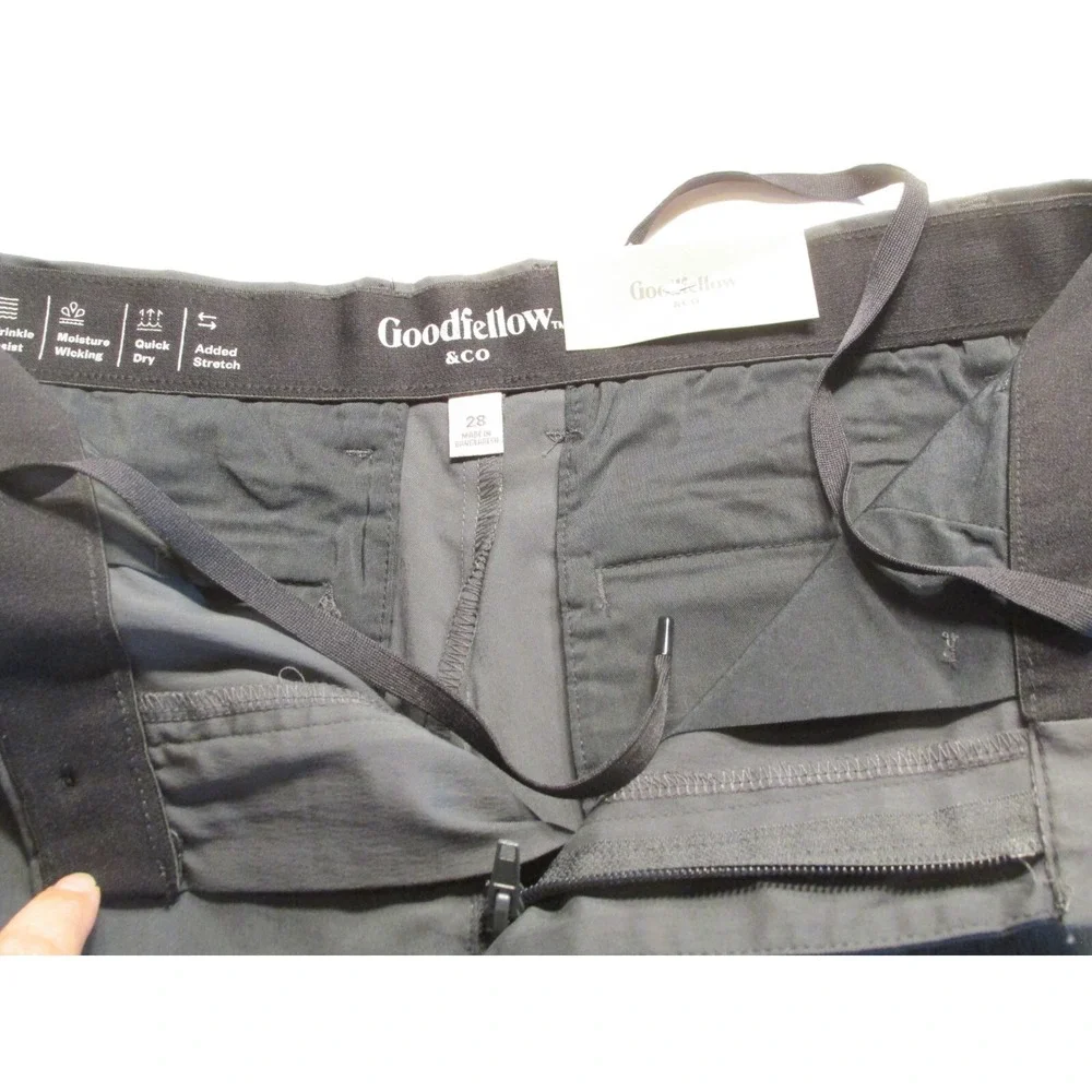 NWT GOODFELLOW Tech Shorts Men 28 Gray Wrinkle Resist Quick Dry Extra Stretch